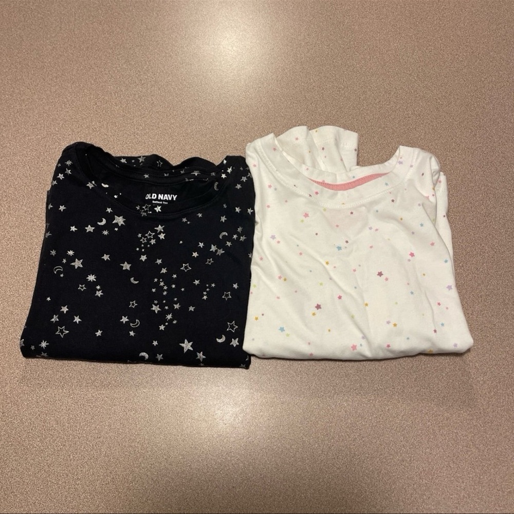 Two long sleeve girls shirts size 6- Black and White Starry Print